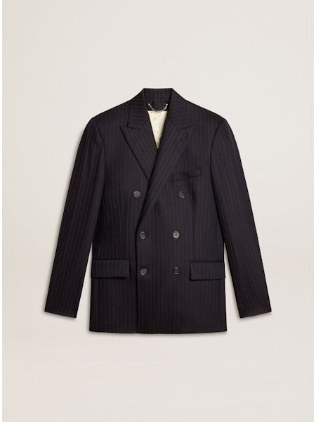 Journey M's Double Breasted Blazer Pinstripe Wool