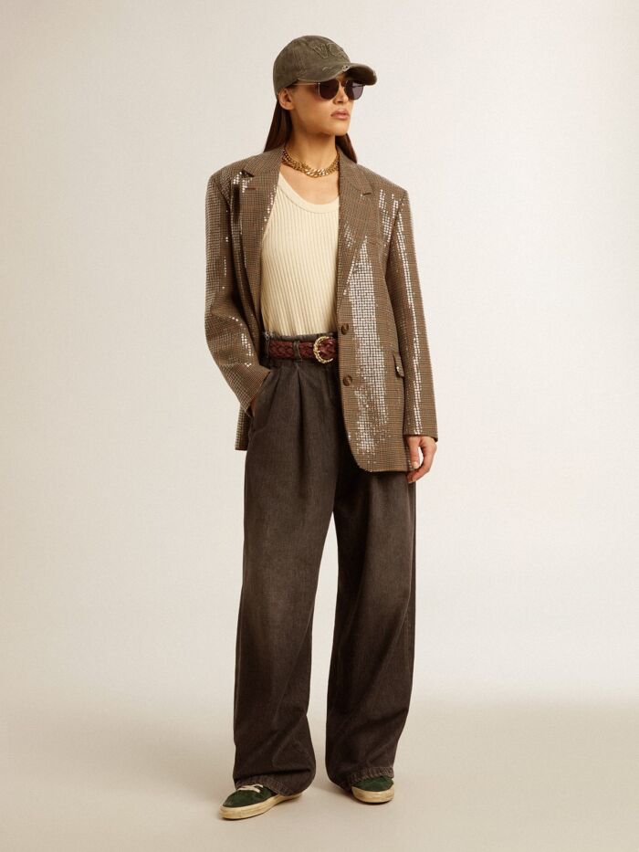 GOLDEN GOOSE Woman Pied De Poule Jacket with All-Over Sequin embroidery - immagine 2
