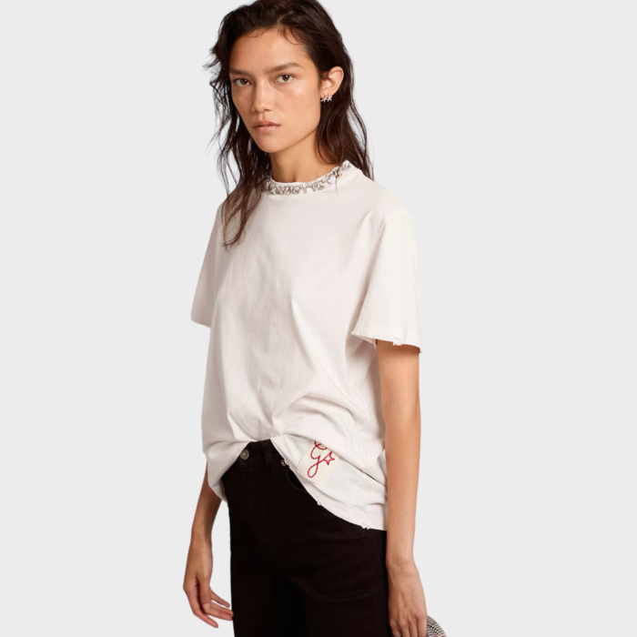 GOLDEN GOOSE T-shirt With Cabochon Crystals