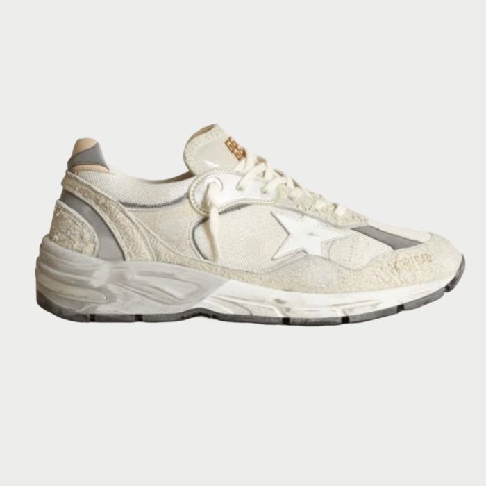 GOLDEN GOOSE Dad-Star Sneakers In White Mesh And Suede