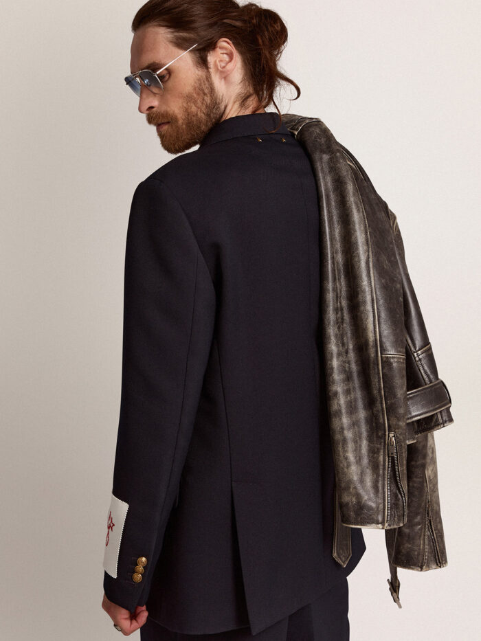 GOLDEN GOOSE Double-Breasted Blazer in Dark Blue - immagine 3