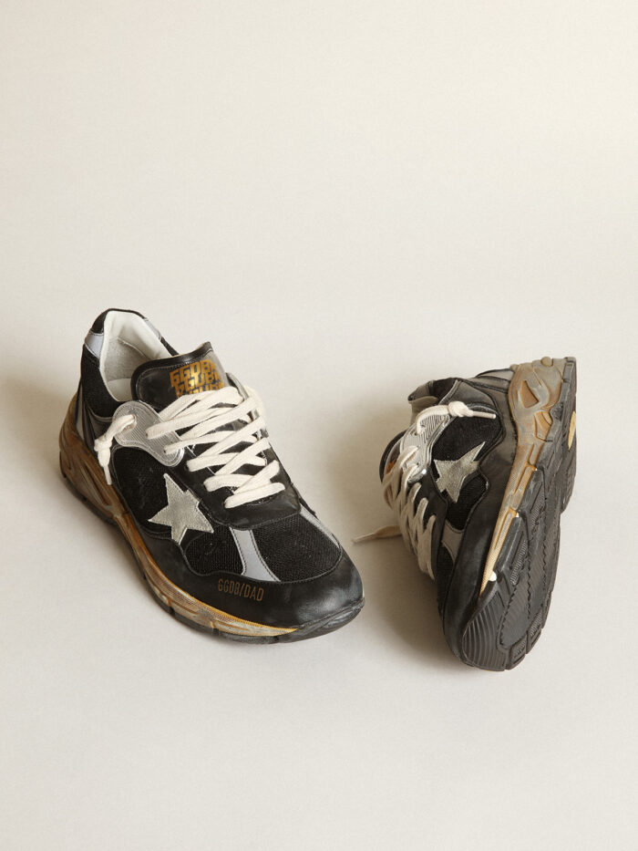 GOLDEN GOOSE Dad-Star Sneakers in Black Mesh and Nappa with Ice-Colored Star - immagine 2