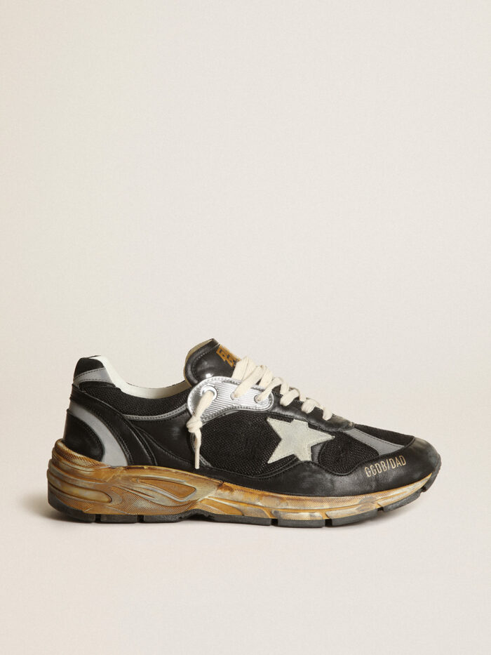 GOLDEN GOOSE Dad-Star Sneakers in Black Mesh and Nappa with Ice-Colored Star