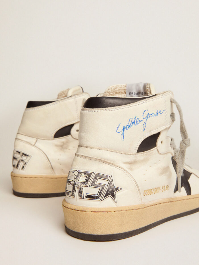 GOLDEN GOOSE Sky-Star Sneakers with Signature on the Ankle and Black Insert - immagine 4