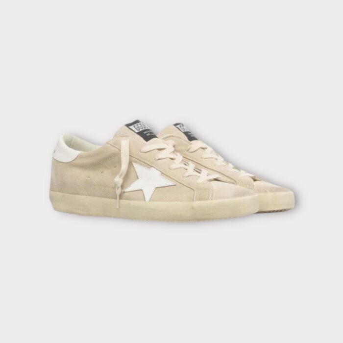 GOLDEN GOOSE Super-Star Sneakers in Beige Suede Upper with White Star and Heel - immagine 2