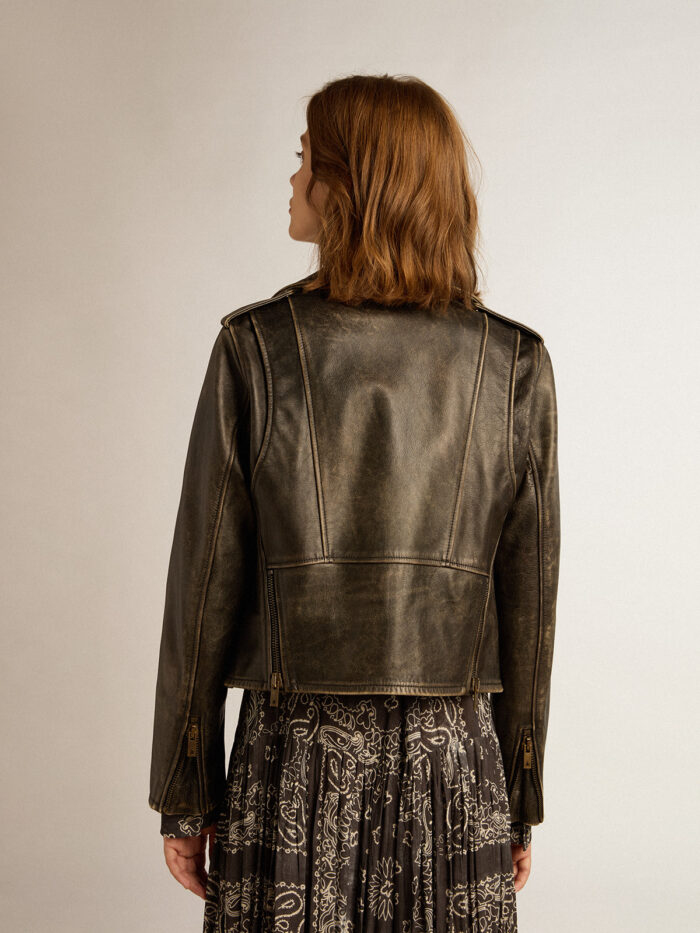 GOLDEN GOOSE Biker Jacket in Distressed Leather - immagine 3