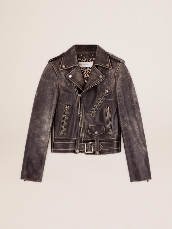 GOLDEN GOOSE Biker Jacket in Distressed Leather - immagine 4