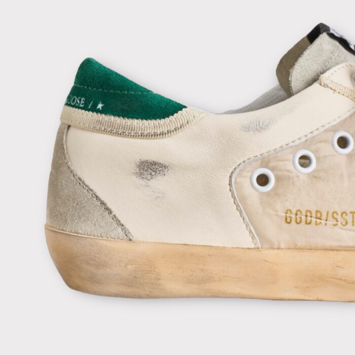 GOLDEN GOOSE Super-Star Penstar in Nylon and Nappa upper With Green Suede Hell and Tab - immagine 3