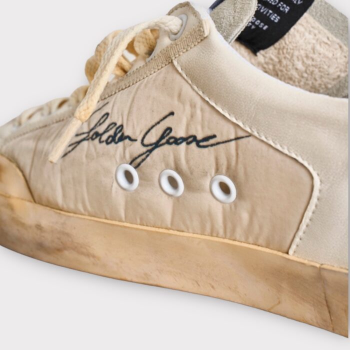 GOLDEN GOOSE Super-Star Penstar in Nylon and Nappa upper With Green Suede Hell and Tab - immagine 4