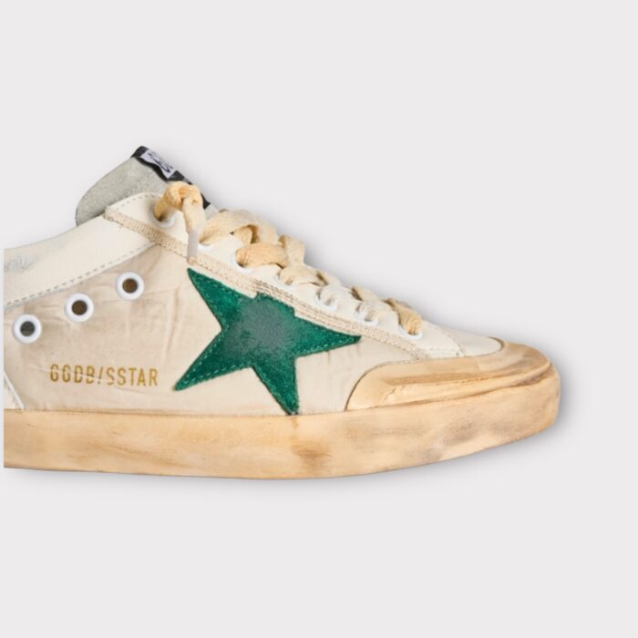 GOLDEN GOOSE Super-Star Penstar in Nylon and Nappa upper With Green Suede Hell and Tab - immagine 2