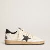 GOLDEN GOOSE Ball-Star Sneakers in White Leather whit Black Star and Heel