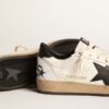 GOLDEN GOOSE Ball-Star Sneakers in White Leather whit Black Star and Heel - immagine 2