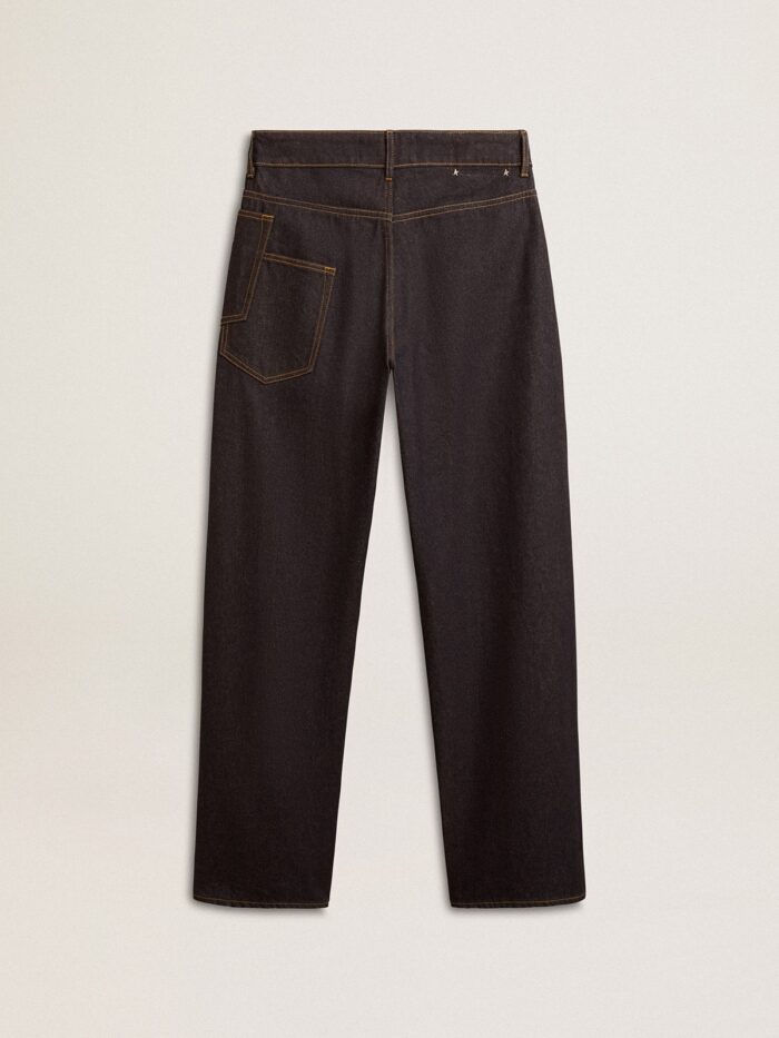 GOLDEN GOOSE Dark Blue Wide Leg Jeans One Wash-Denim - immagine 5