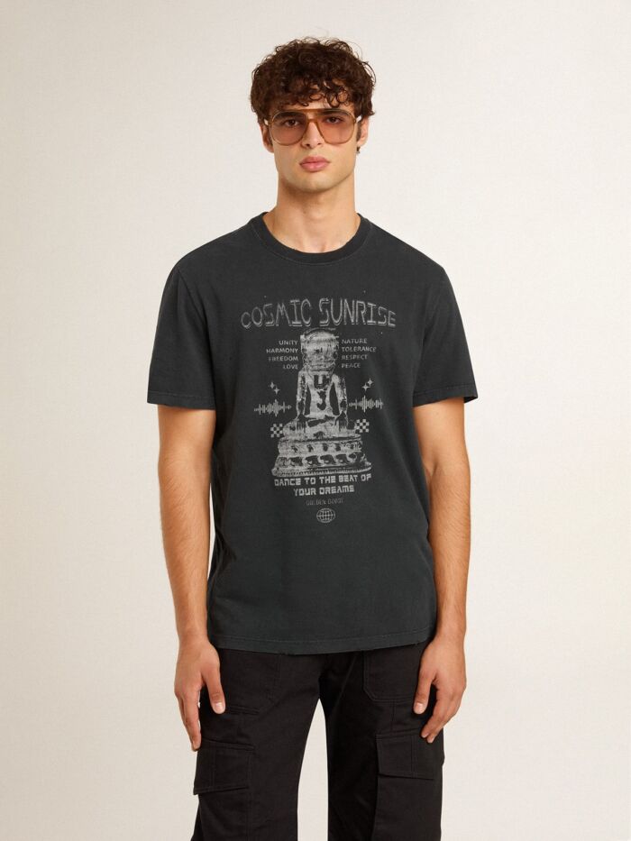 GOLDEN GOOSE Men's T-Shirt with Cosmic Sunrise Print