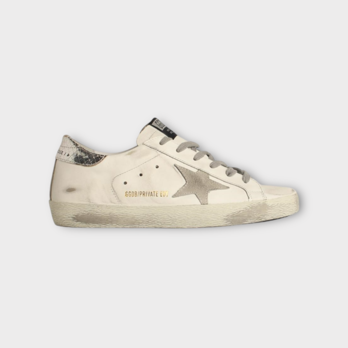 GOLDEN GOOSE Super-Star Sneakers with Gold and Silver Heel and Ice Suede Star