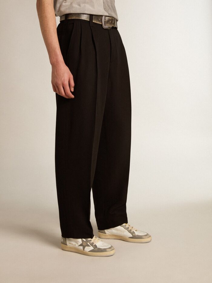 GOLDEN GOOSE Men's Pants in Wool Gabardine with Double Pence - immagine 2