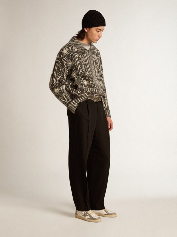 GOLDEN GOOSE Men's Pants in Wool Gabardine with Double Pence