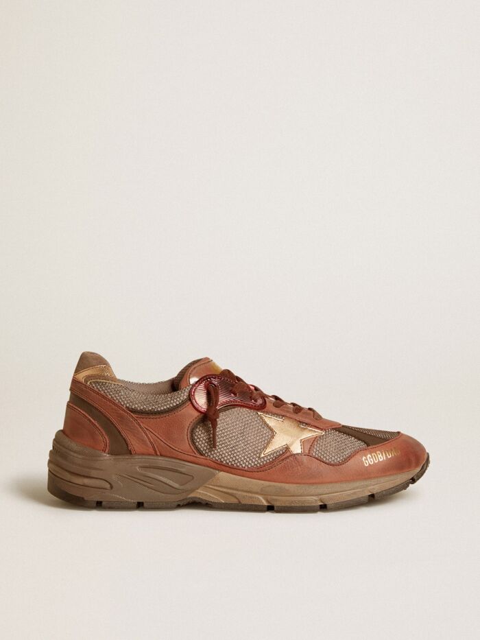 GOLDEN GOOSE Dad-Star In Rame mesh and Leather Upper With Laminated Star