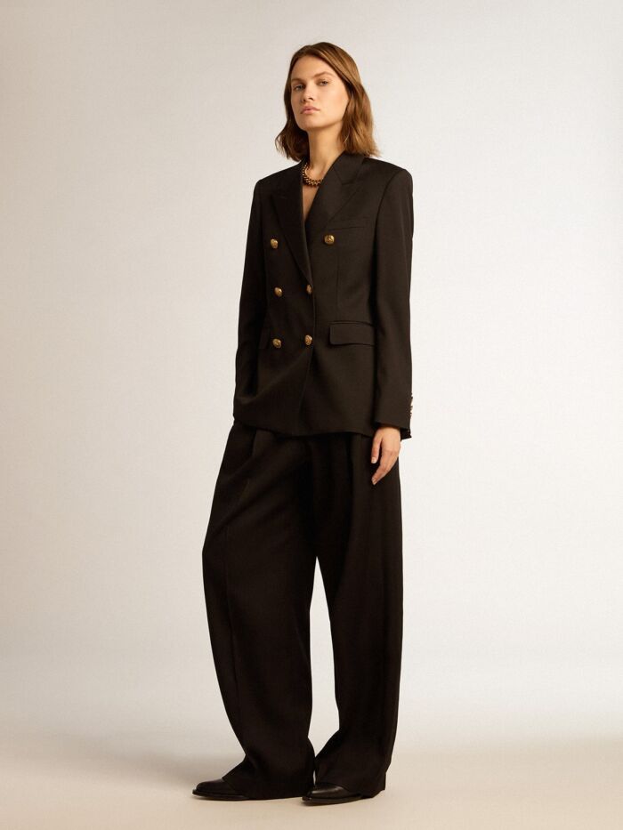 GOLDEN GOOSE W'S Double Breasted Jacket in Light Wool Gabardine - immagine 5