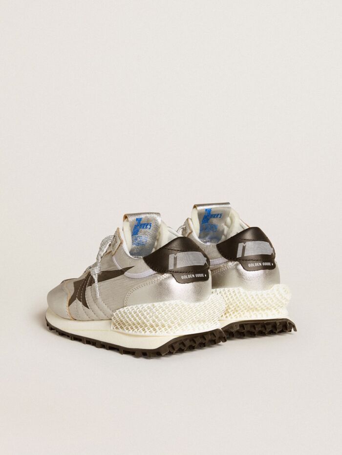 GOLDEN GOOSE Marathon Sneakers with Silver Ripstop Nylon Upper and Black Star - immagine 4