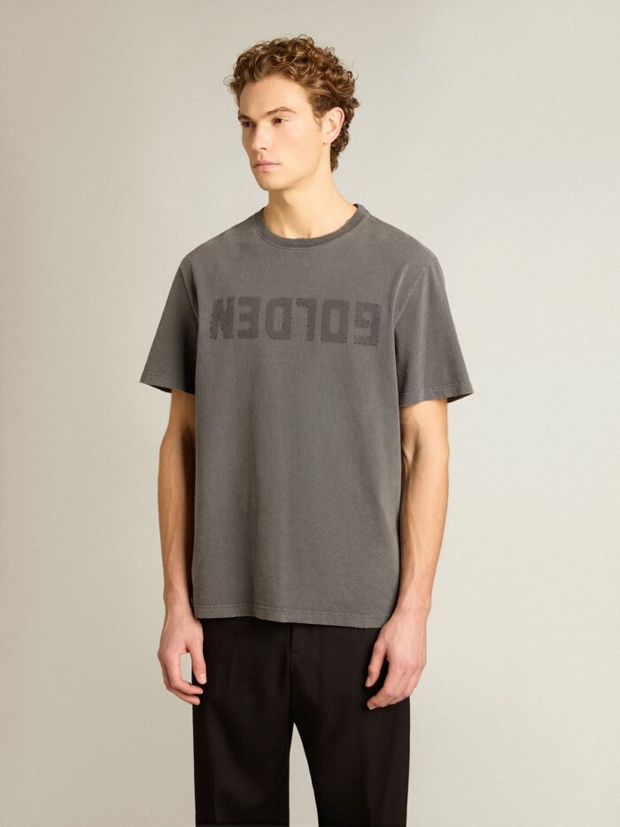 GOLDEN GOOSE Men's Distressed T-Shirt with Logo
